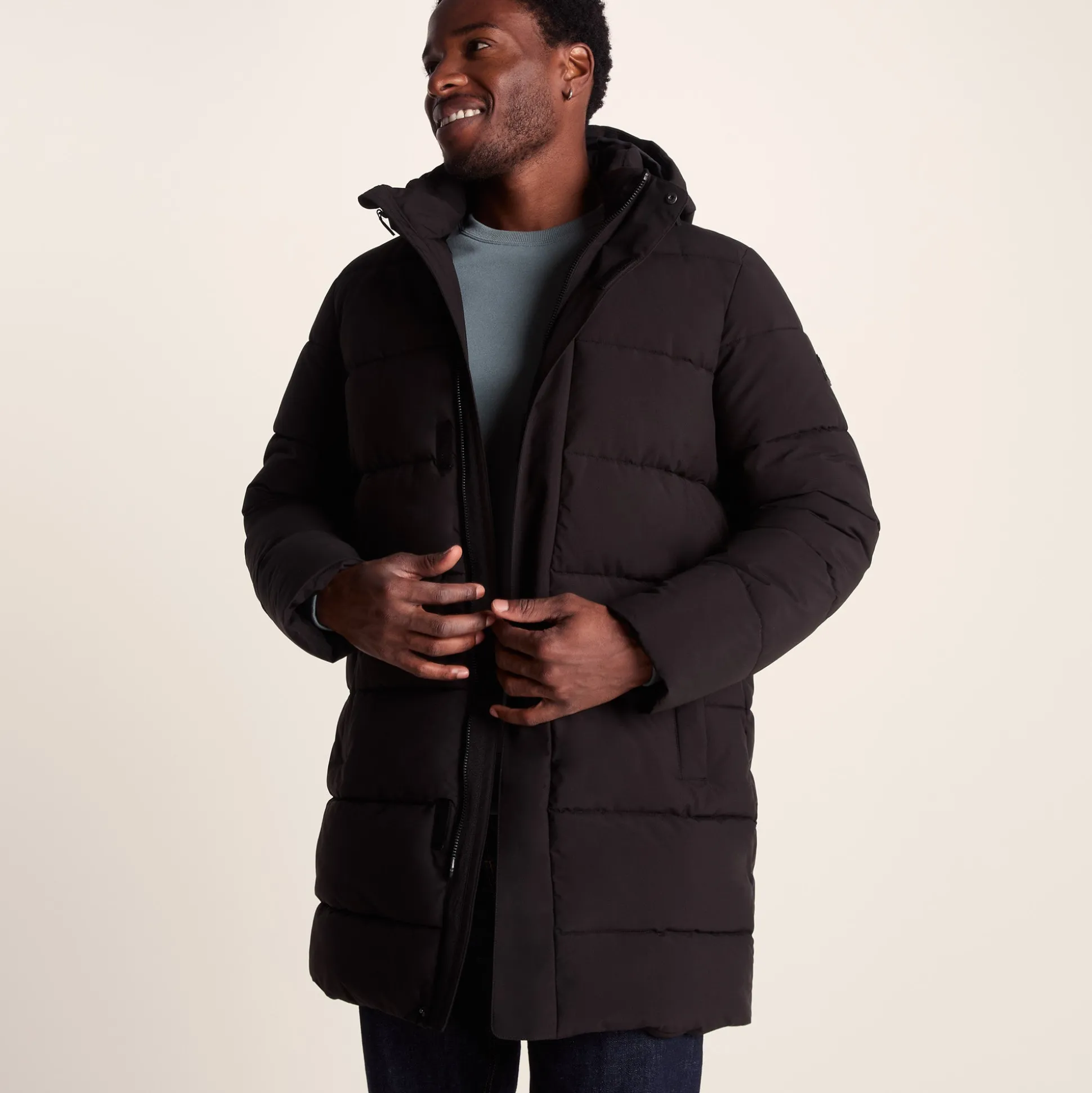 Preece Mens Long Shower Resistant Insulated Jacket - Black