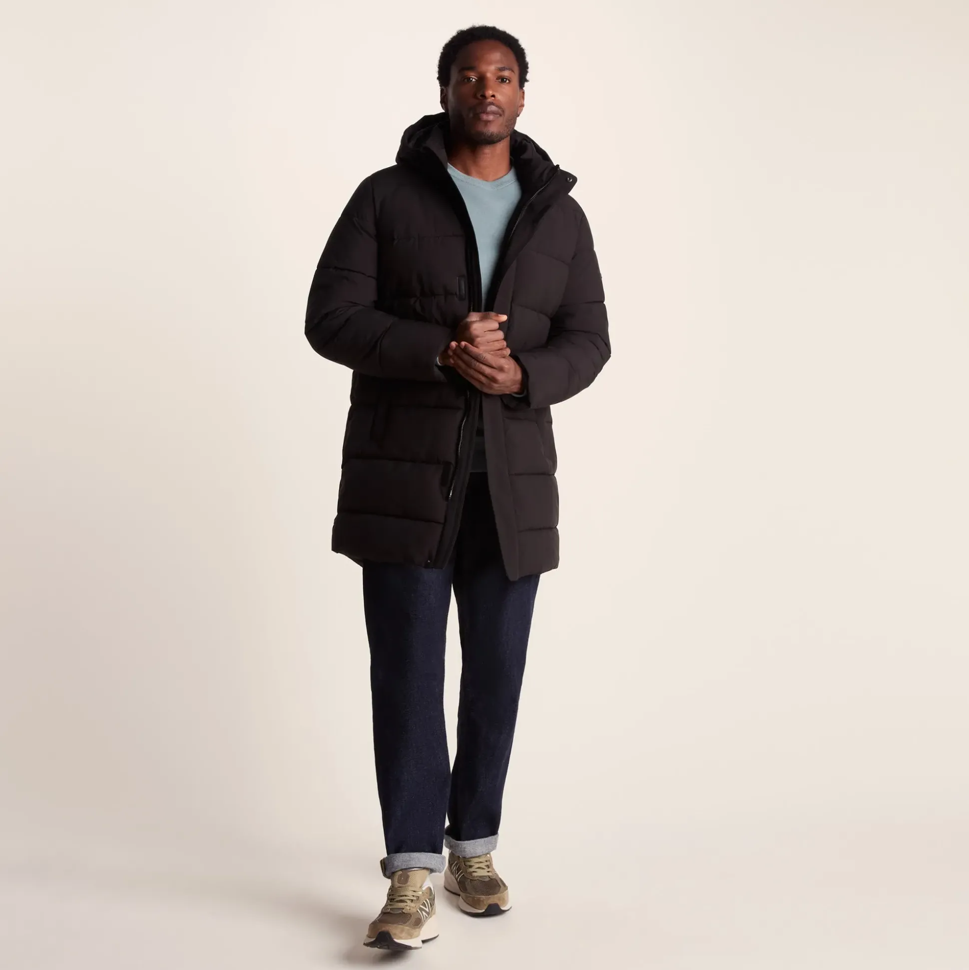 Preece Mens Long Shower Resistant Insulated Jacket - Black