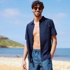 Preston Mens 100% Cotton Supersoft Short Sleeve Shirt - Indigo