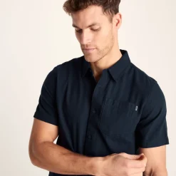 Preston Mens 100% Cotton Supersoft Short Sleeve Shirt - Indigo