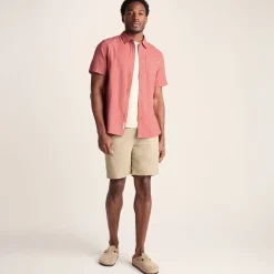Preston Mens 100% Cotton Supersoft Short Sleeve Shirt - Redwood
