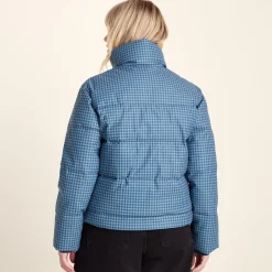 Radcliffe Womens Gingham Check Insulated Padded Jacket - Navy/Grey Gingham