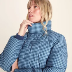 Radcliffe Womens Gingham Check Insulated Padded Jacket - Navy/Grey Gingham