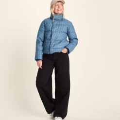 Radcliffe Womens Gingham Check Insulated Padded Jacket - Navy/Grey Gingham