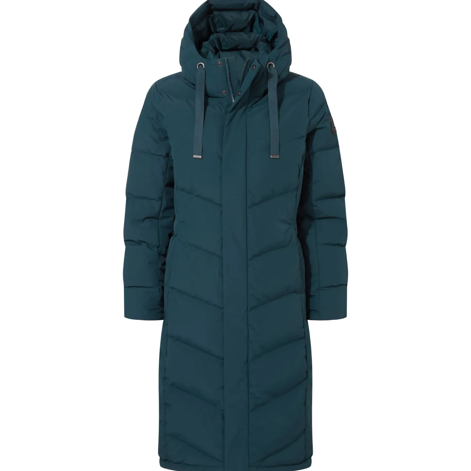Raleigh Luxe Womens Long Shower Resistant Down Insulated Jacket - Petrol Green