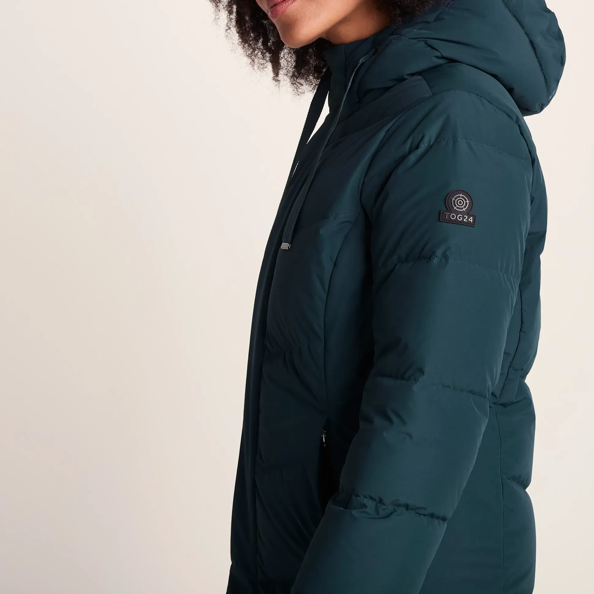 Raleigh Luxe Womens Long Shower Resistant Down Insulated Jacket - Petrol Green