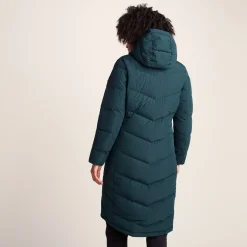 Raleigh Luxe Womens Long Shower Resistant Down Insulated Jacket - Petrol Green
