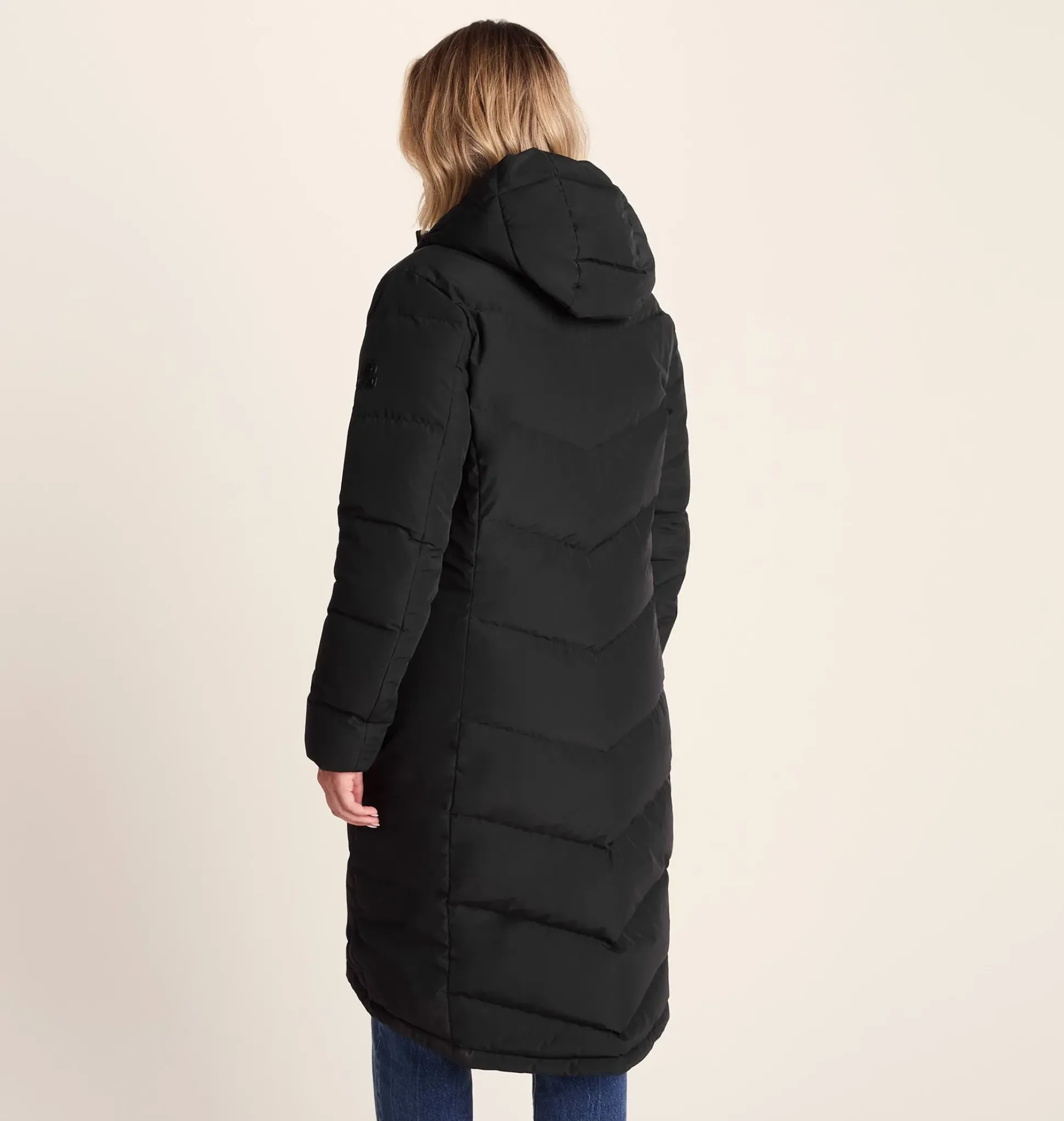 Raleigh Luxe Womens Long Shower Resistant Down Insulated Jacket - Black