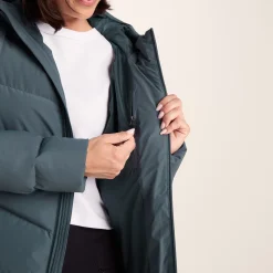 Raleigh Luxe Womens Shower Resistant Down Insulated Jacket - Graphite