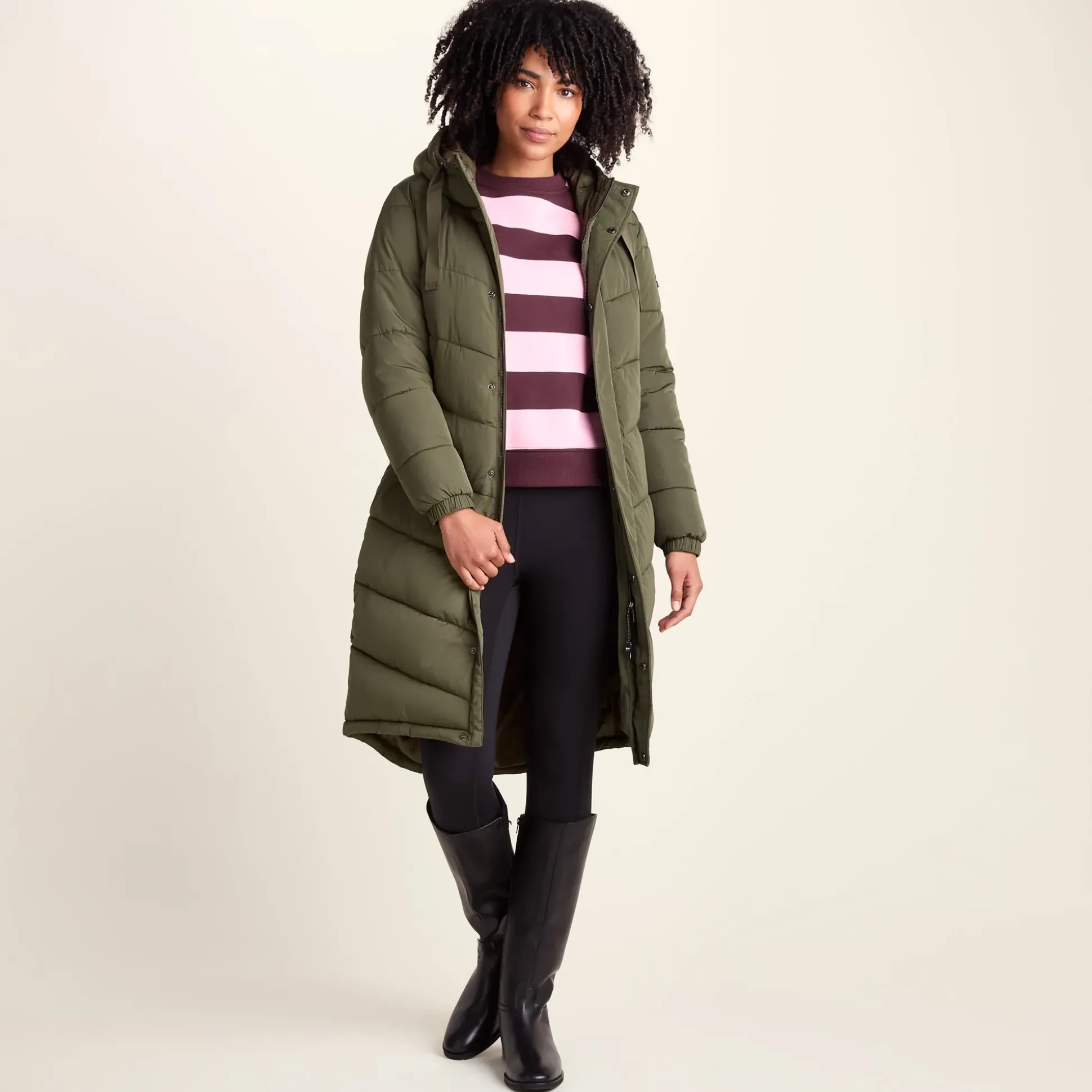Raleigh Womens Long Insulated Jacket - Khaki