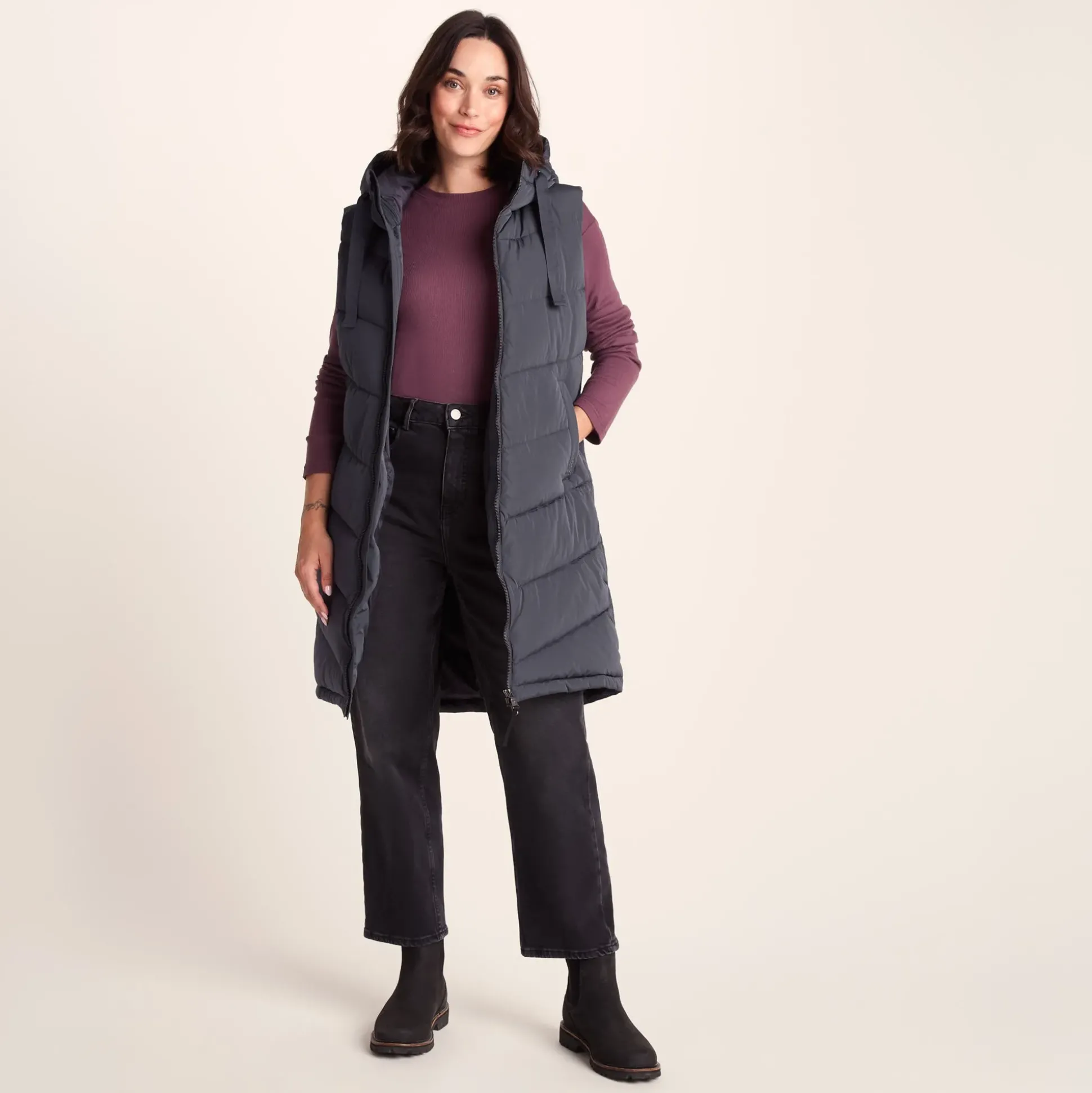 Ranskill Womens Long Insulated Gilet - Washed Blue