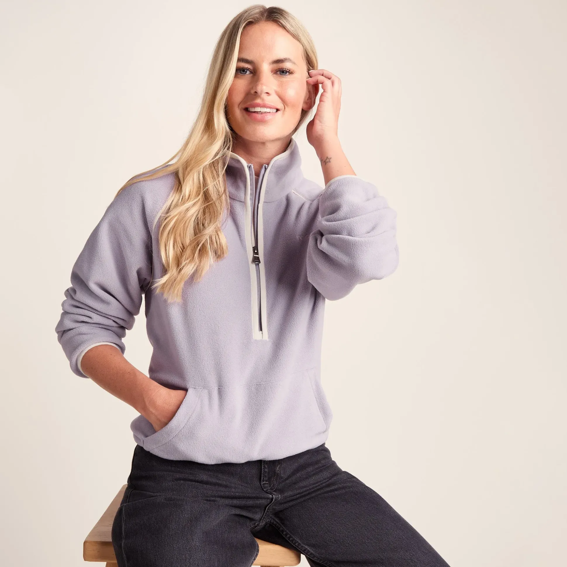 Rawson Womens Relaxed Fit Microfleece Zip Neck - Lavender Grey