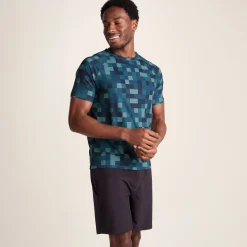 Rayan Mens Performance T-Shirt - Inky Blue Pixel Print