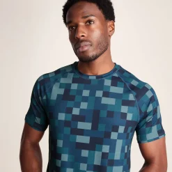 Rayan Mens Performance T-Shirt - Inky Blue Pixel Print