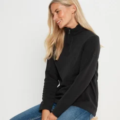 Revive Womens Quarter Zip Fleece - Black