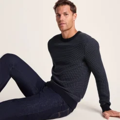 Richie Mens Knitted Crew Neck jumper - Dark Indigo