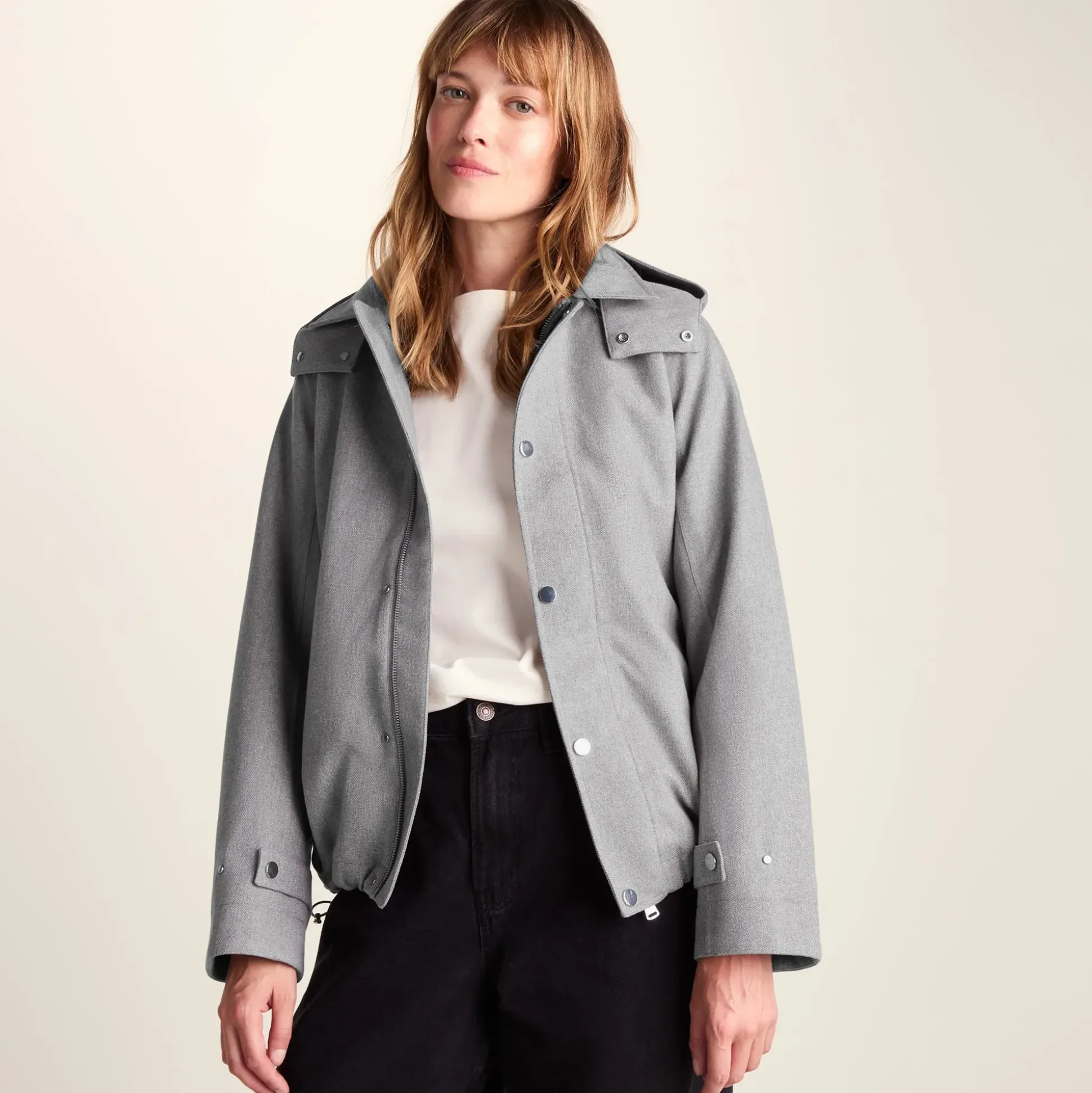 Robyn Womens Waterproof Short Trench Coat - Mid Grey Melange