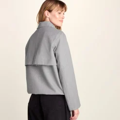 Robyn Womens Waterproof Short Trench Coat - Mid Grey Melange