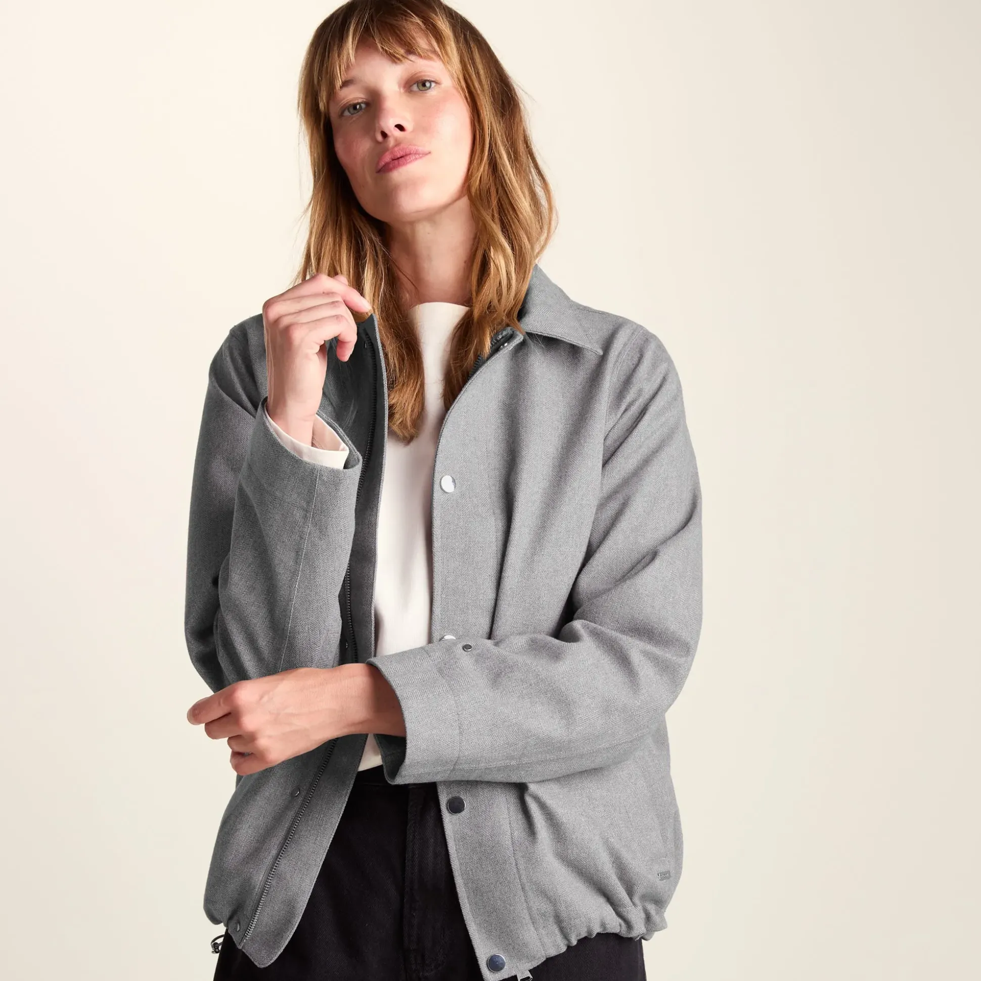 Robyn Womens Waterproof Short Trench Coat - Mid Grey Melange