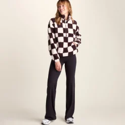 Sara Womens Relaxed Fit Sherpa Fleece Zip Neck - Huckleberry Checkerboard