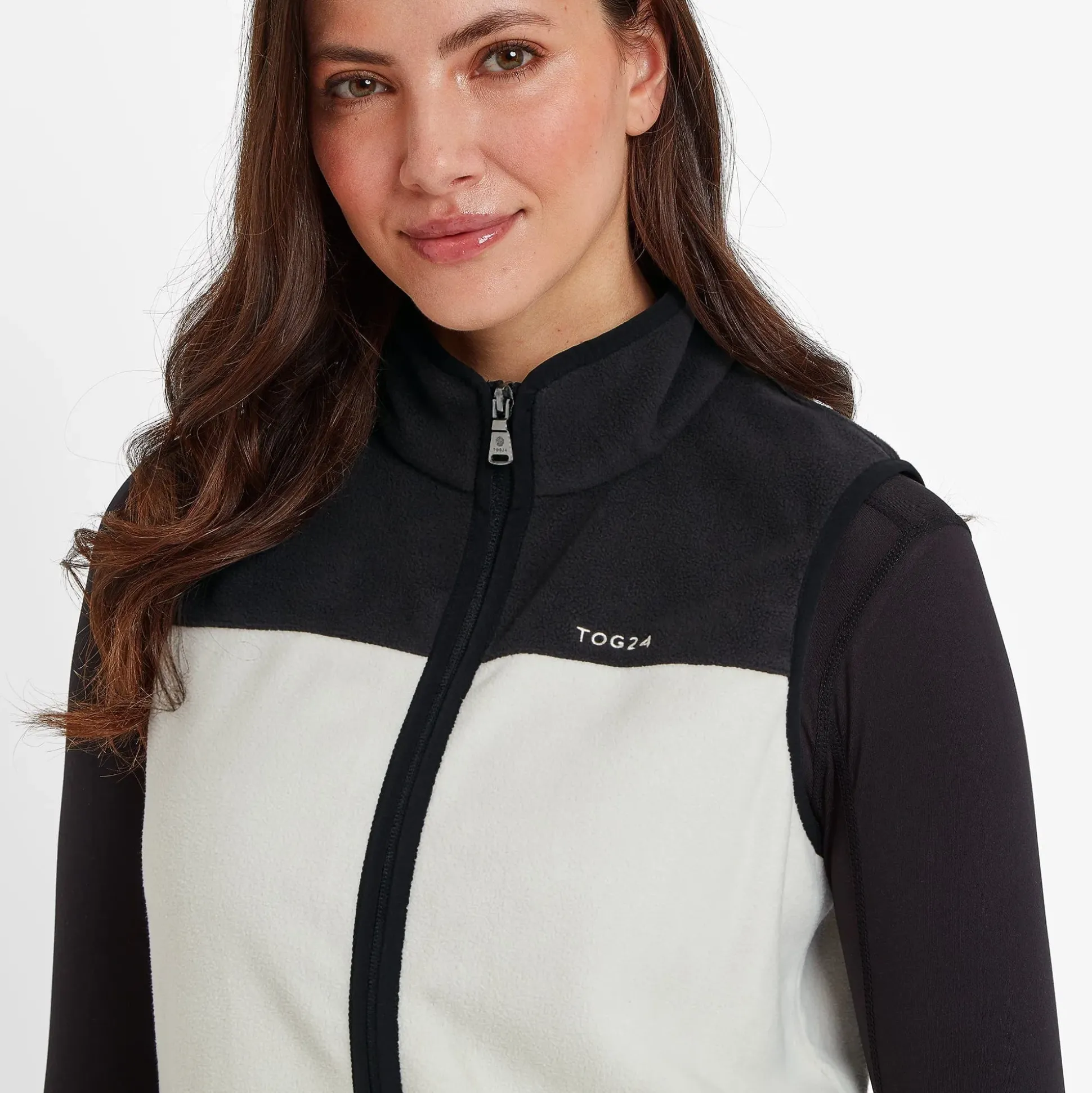 Sarel Womens Colour Block Fleece Gilet - Vanilla/Black