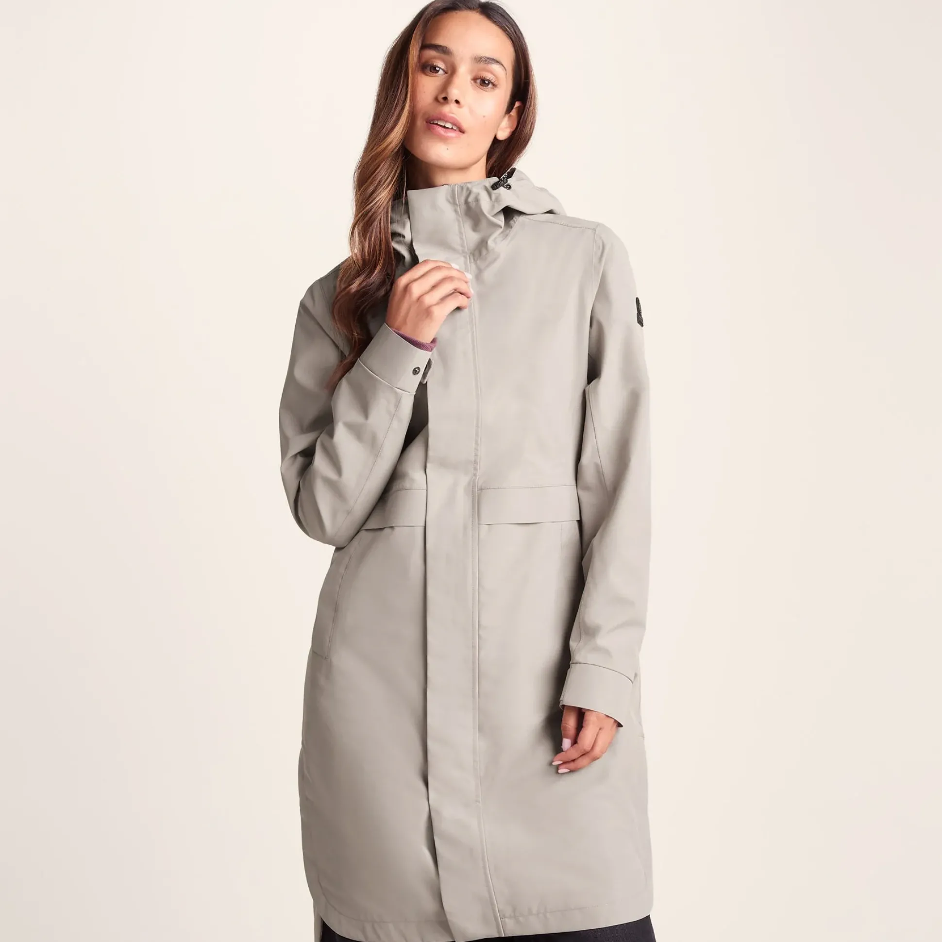 Saunter Womens Long Waterproof Jacket - Dark Taupe
