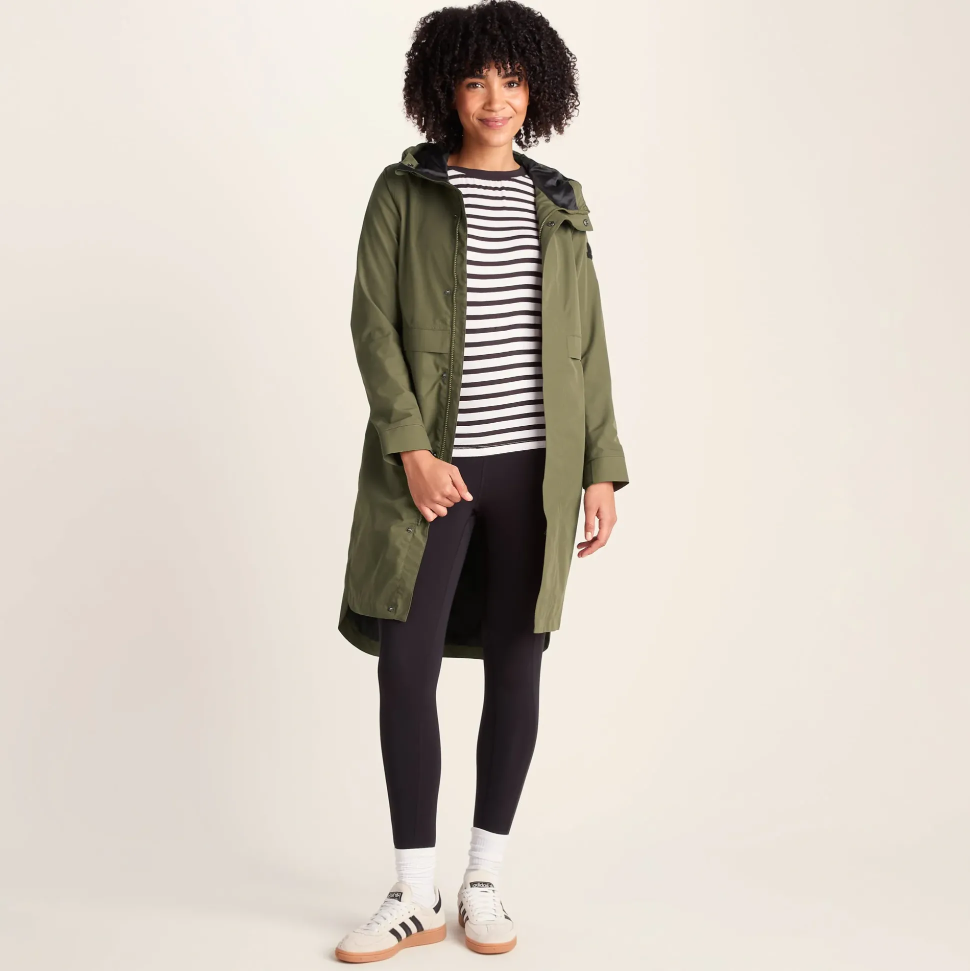 Saunter Womens Long Waterproof Jacket - Khaki