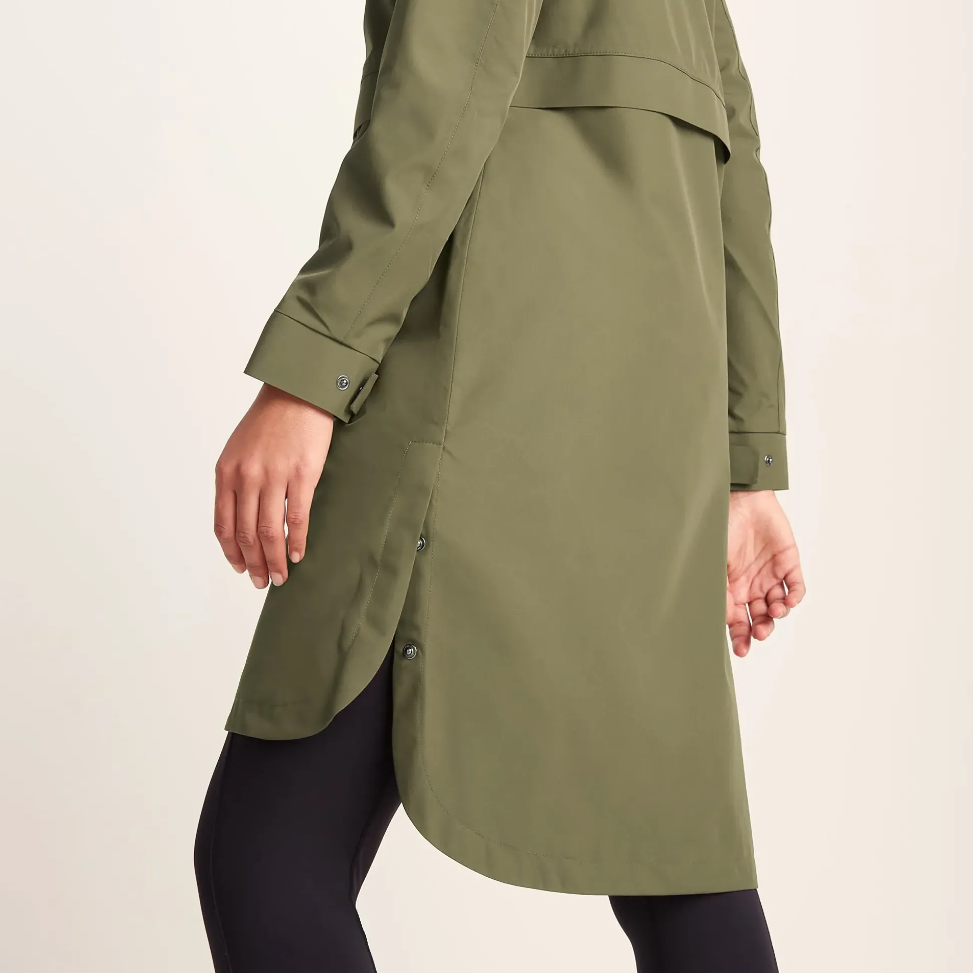 Saunter Womens Long Waterproof Jacket - Khaki