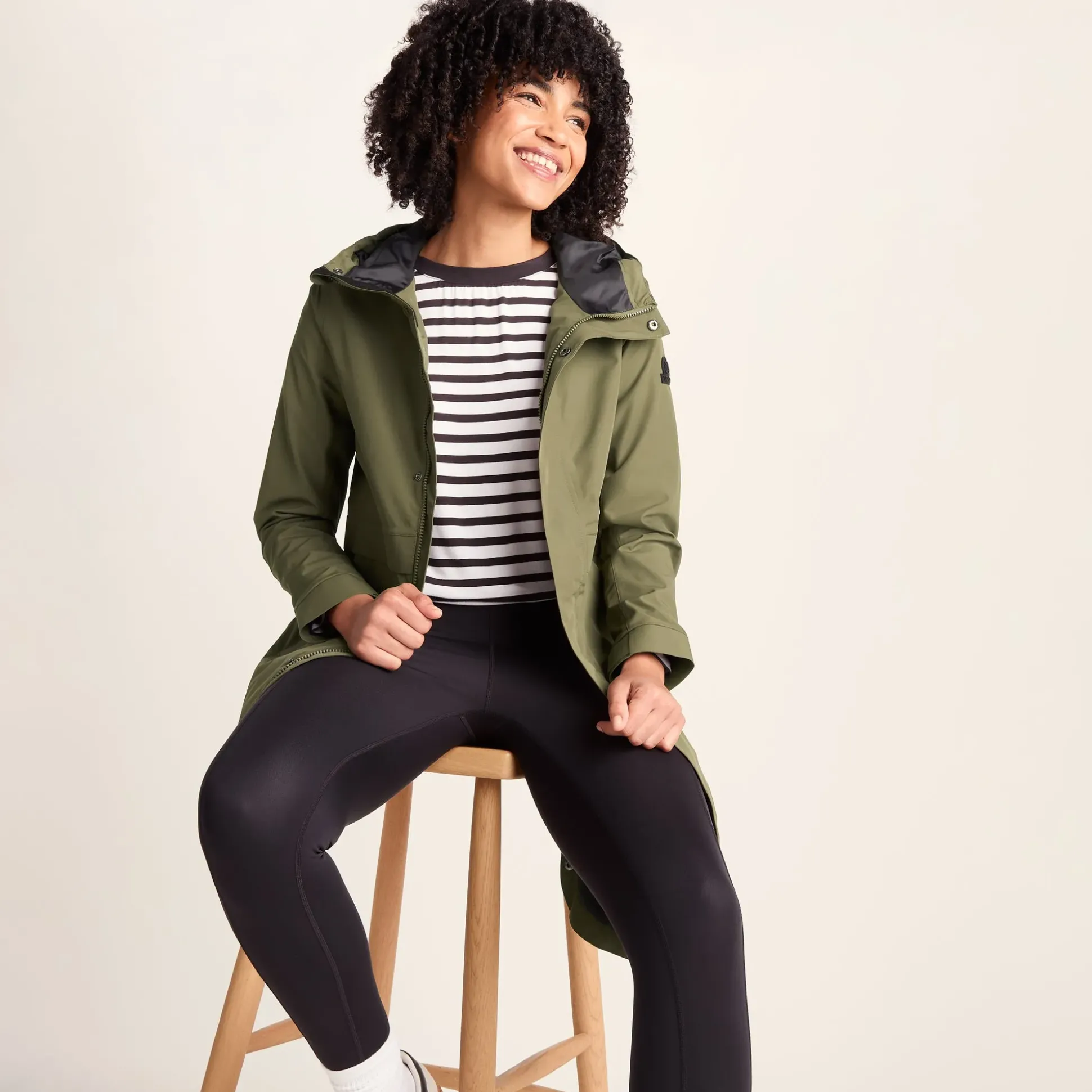 Saunter Womens Long Waterproof Jacket - Khaki