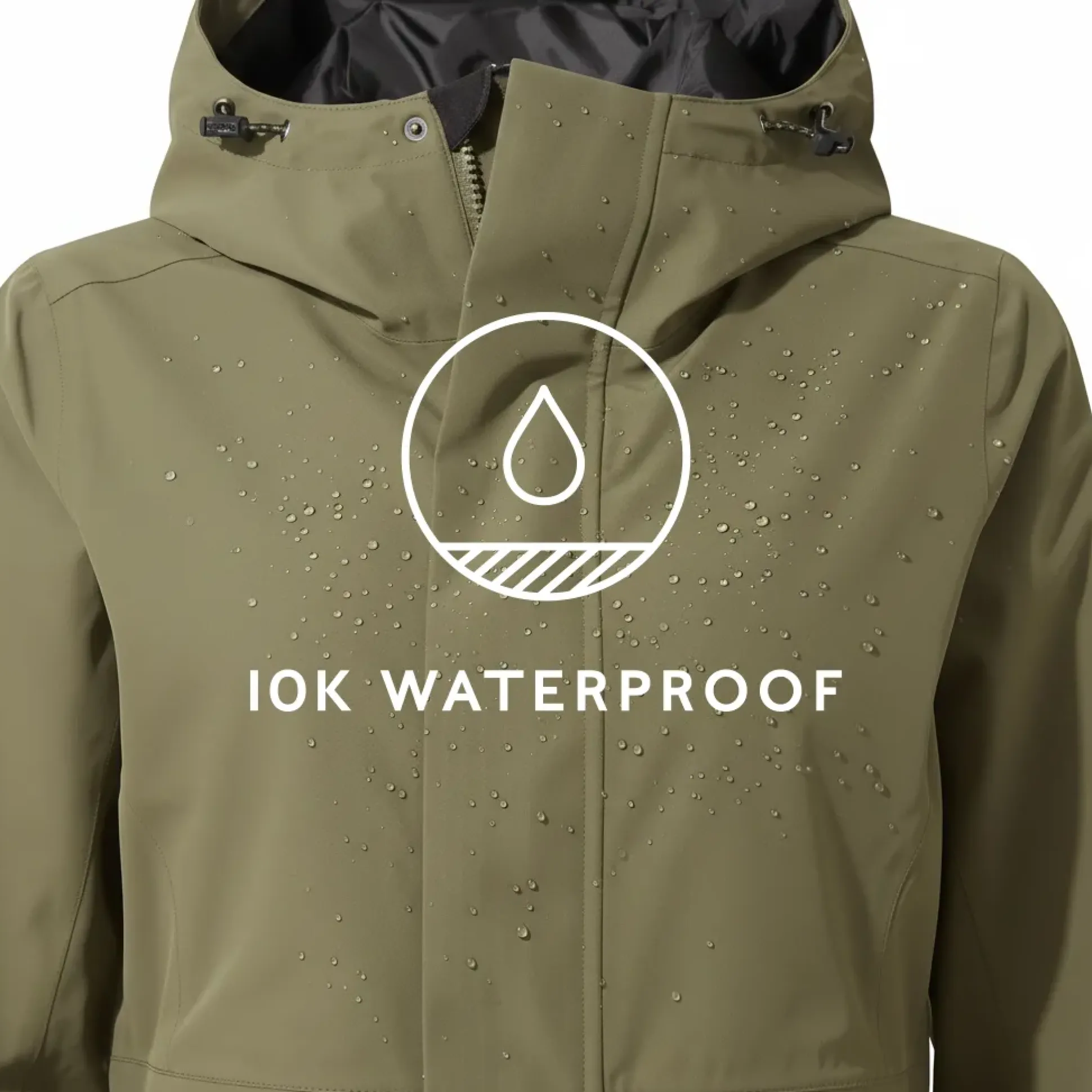 Saunter Womens Long Waterproof Jacket - Khaki