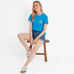 Seaside Womens 100% Cotton T-Shirt - Azure Blue