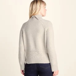 Serena Womens Cable Knit Roll Neck Jumper - Light Beige Melange