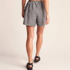 Sienna Womens Gingham Check Shorts - Black Check