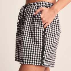 Sienna Womens Gingham Check Shorts - Black Check