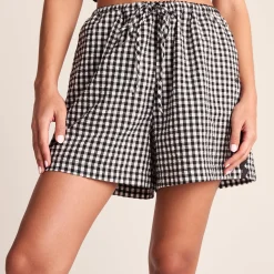 Sienna Womens Gingham Check Shorts - Black Check