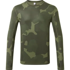 Snowdon Mens Thermal Crew Neck Base Layer - Khaki Pixelated Camo