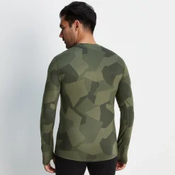 Snowdon Mens Thermal Crew Neck Base Layer - Khaki Camo Print