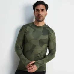 Snowdon Mens Thermal Crew Neck Base Layer - Khaki Camo Print