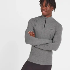 Snowdon Mens Thermal Quarter Zip Base Layer - Grey Marl