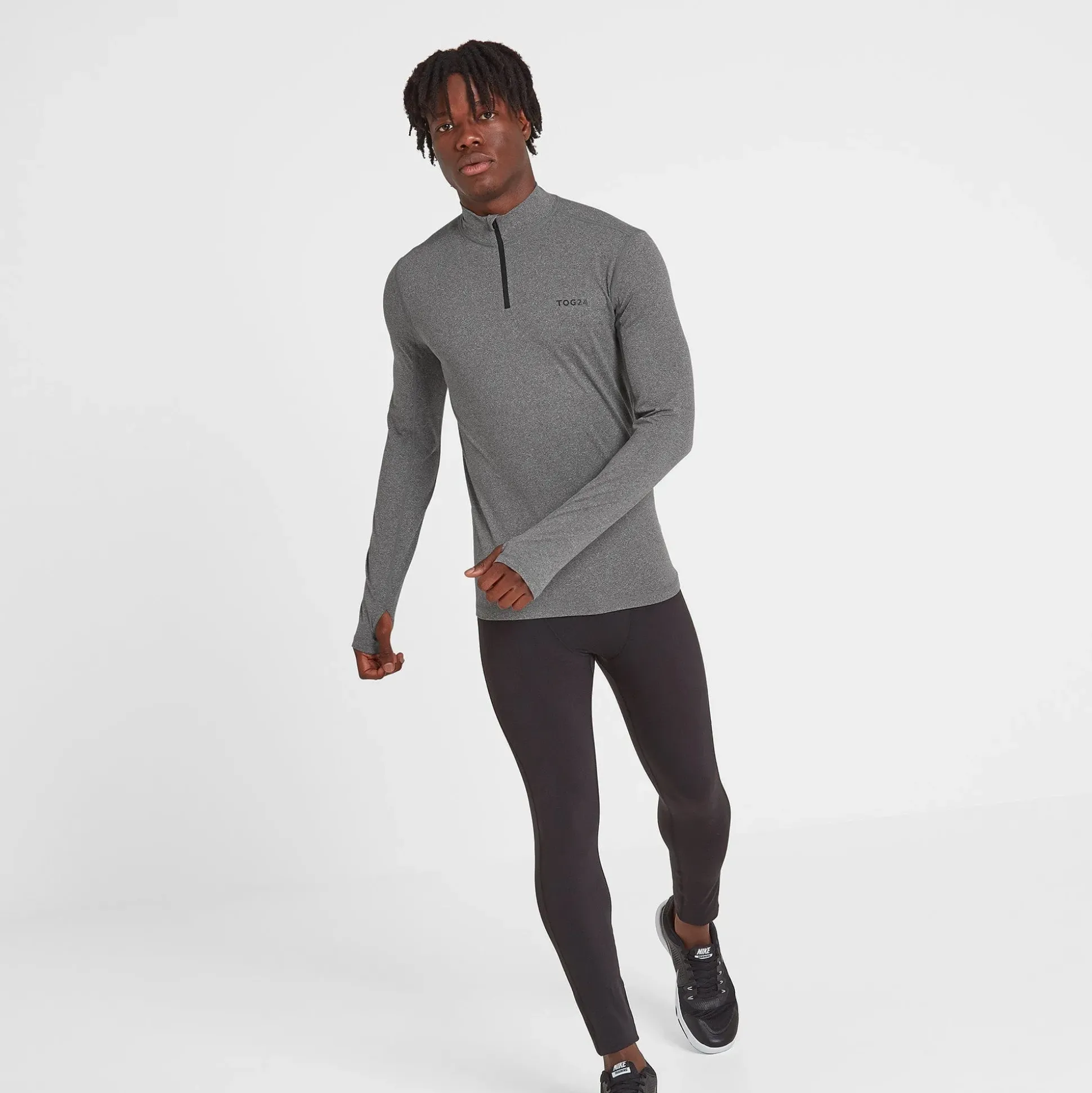 Snowdon Mens Thermal Quarter Zip Base Layer - Grey Marl
