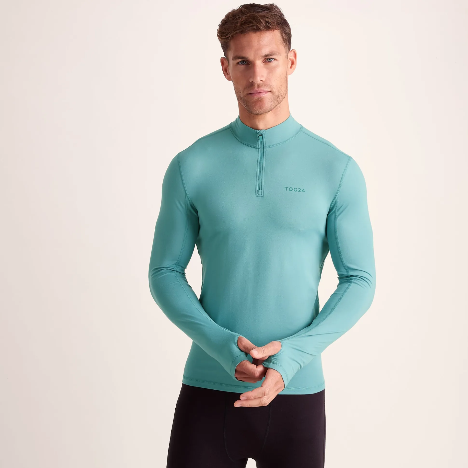 Snowdon Mens Thermal Quarter Zip Base Layer - Steel Teal
