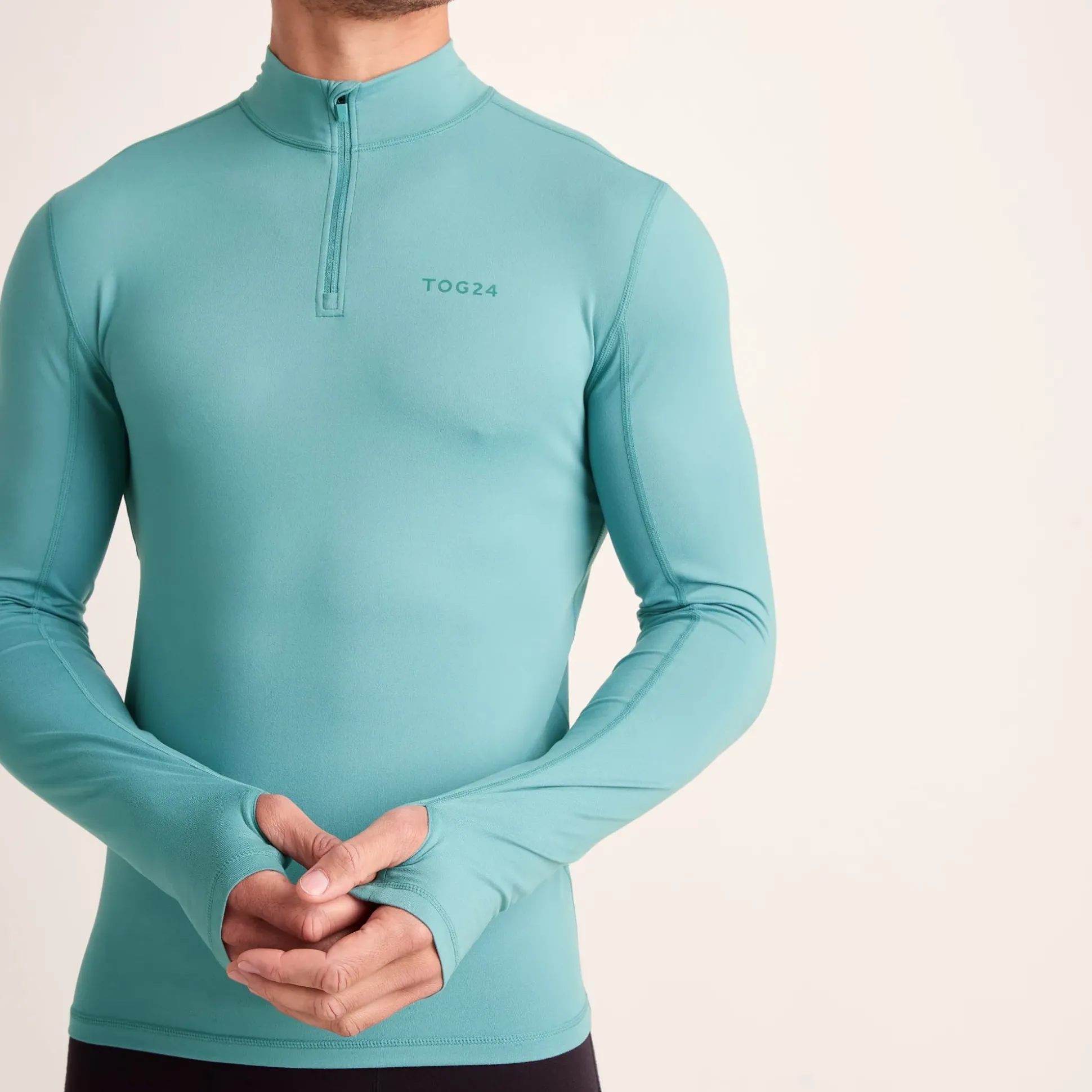 Snowdon Mens Thermal Quarter Zip Base Layer - Steel Teal