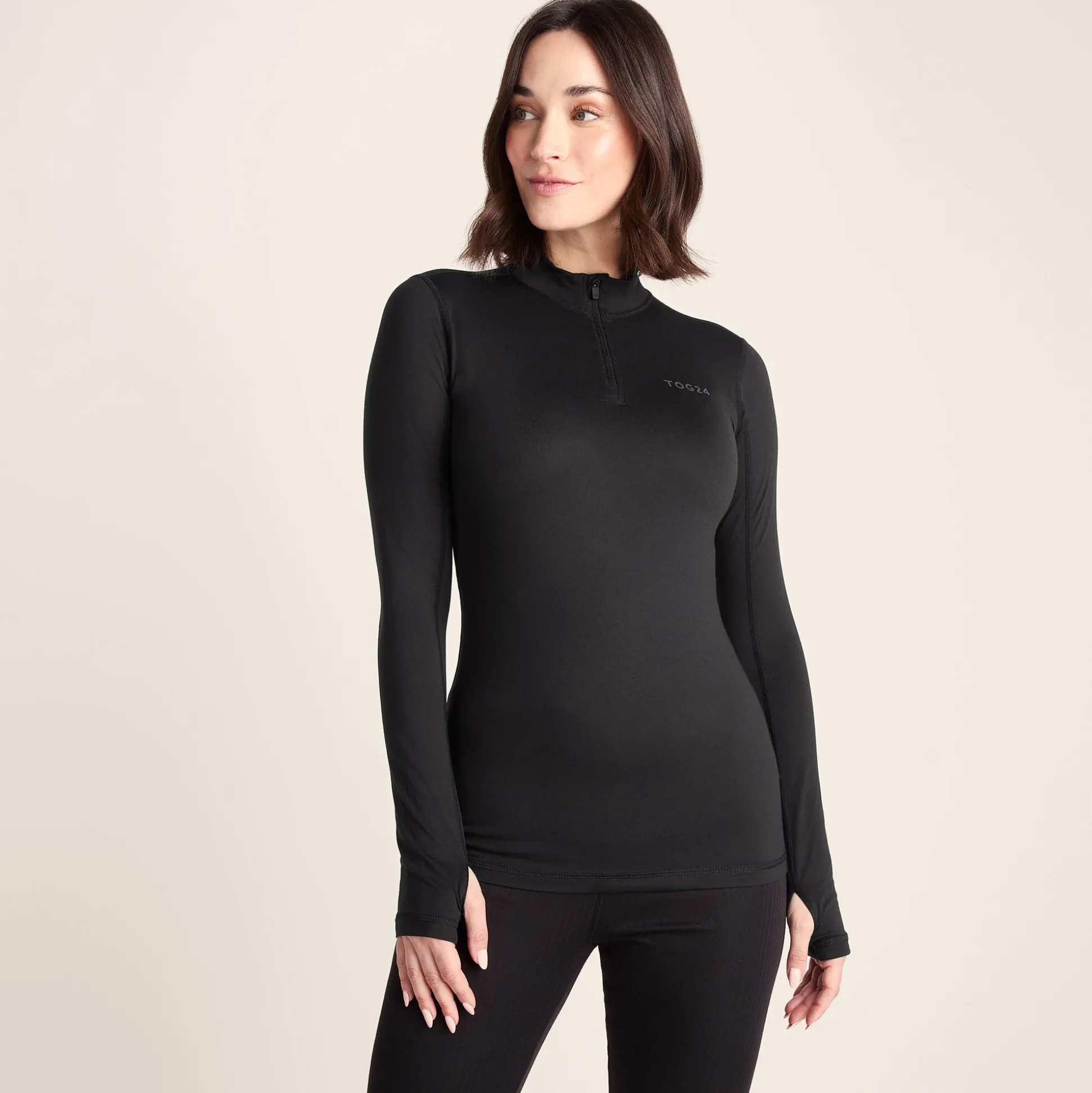 Snowdon Womens Thermal Base Layer Quarter Zip - Black