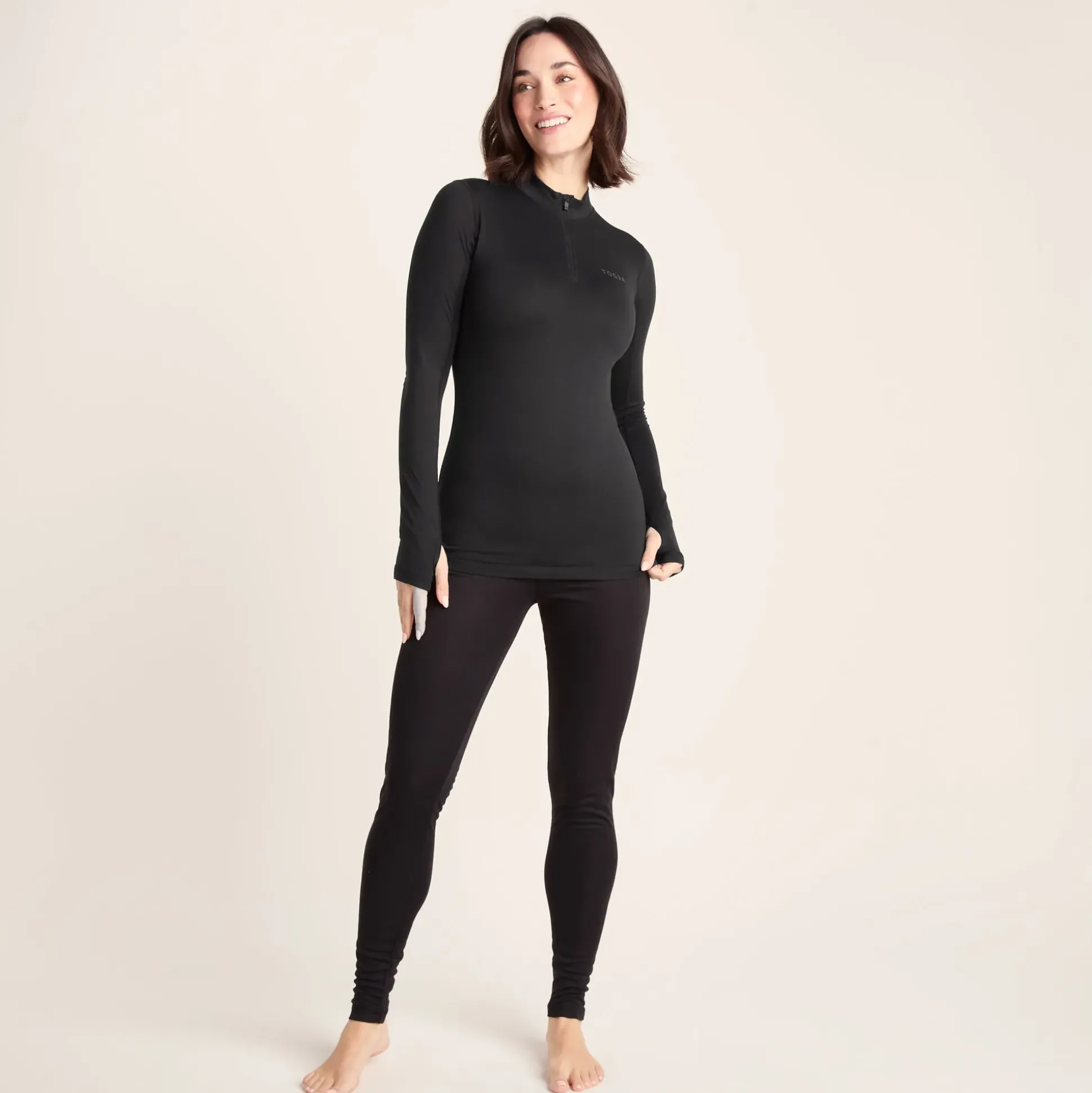 Snowdon Womens Thermal Base Layer Quarter Zip - Black
