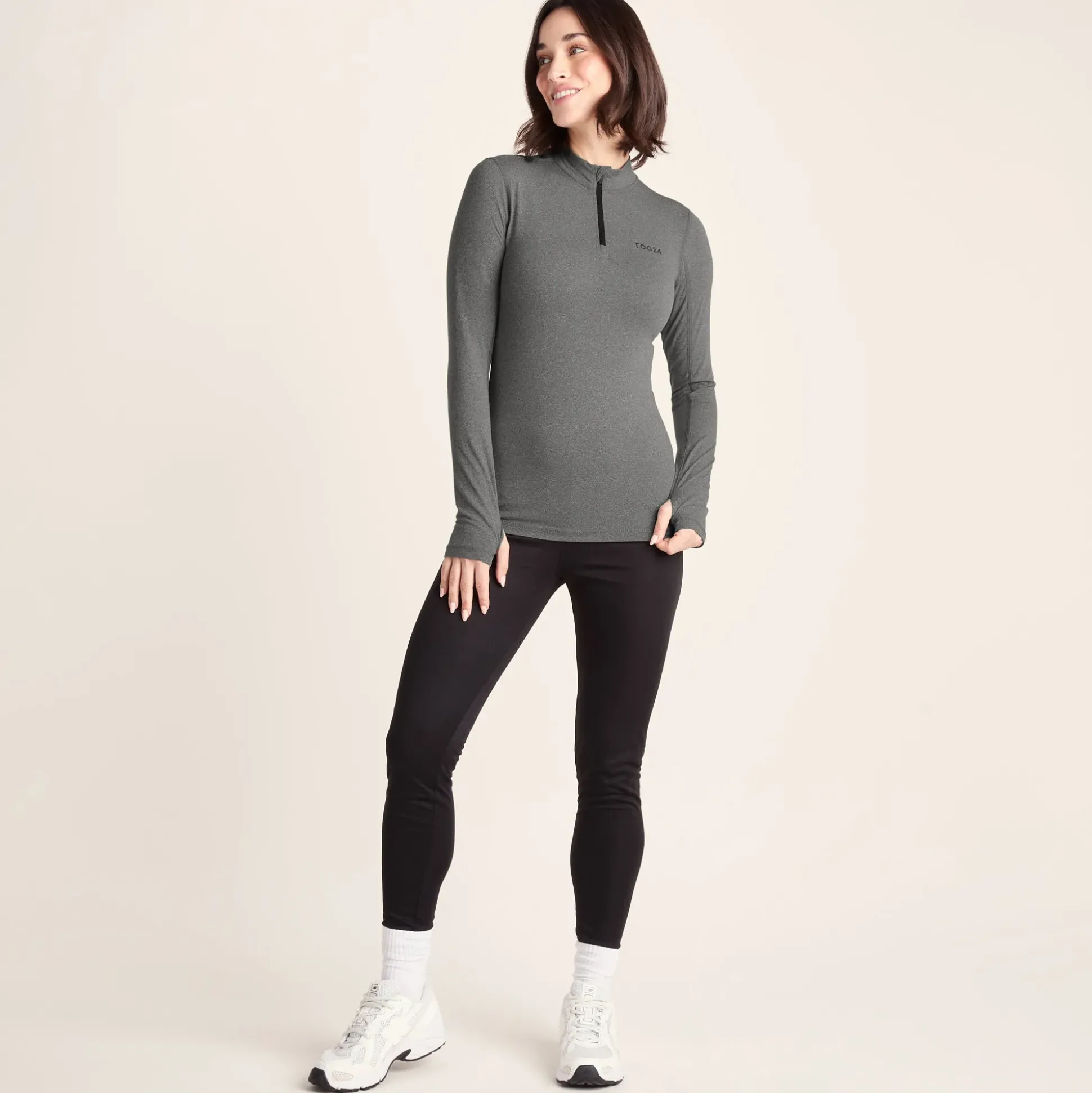 Snowdon Womens Thermal Base Layer Quarter Zip - Grey Marl