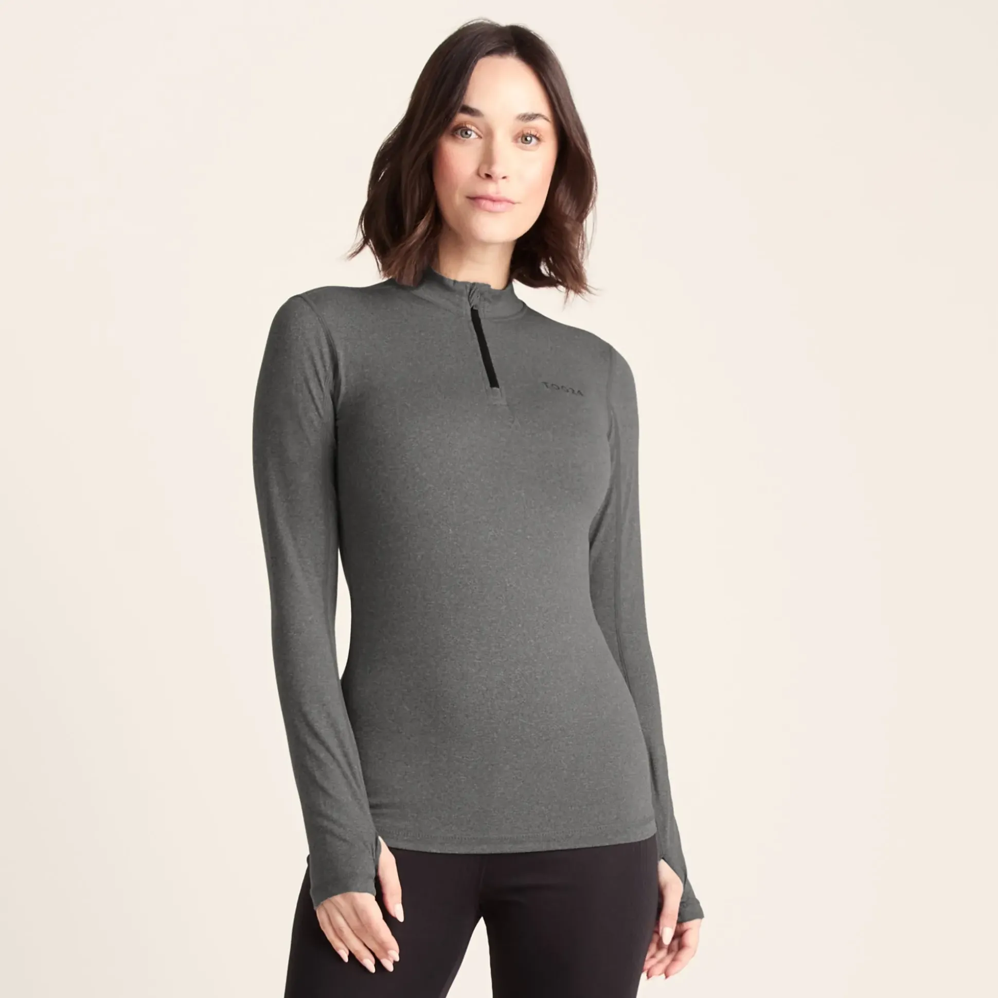 Snowdon Womens Thermal Base Layer Quarter Zip - Grey Marl