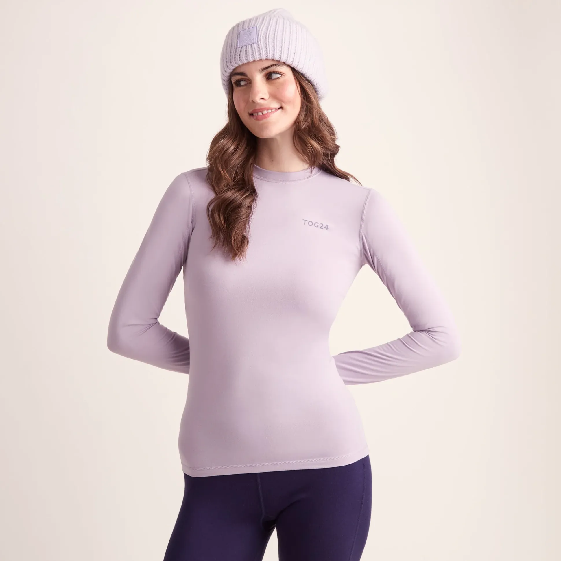 Snowdon Womens Thermal Crew Neck Base Layer - Lavender Grey