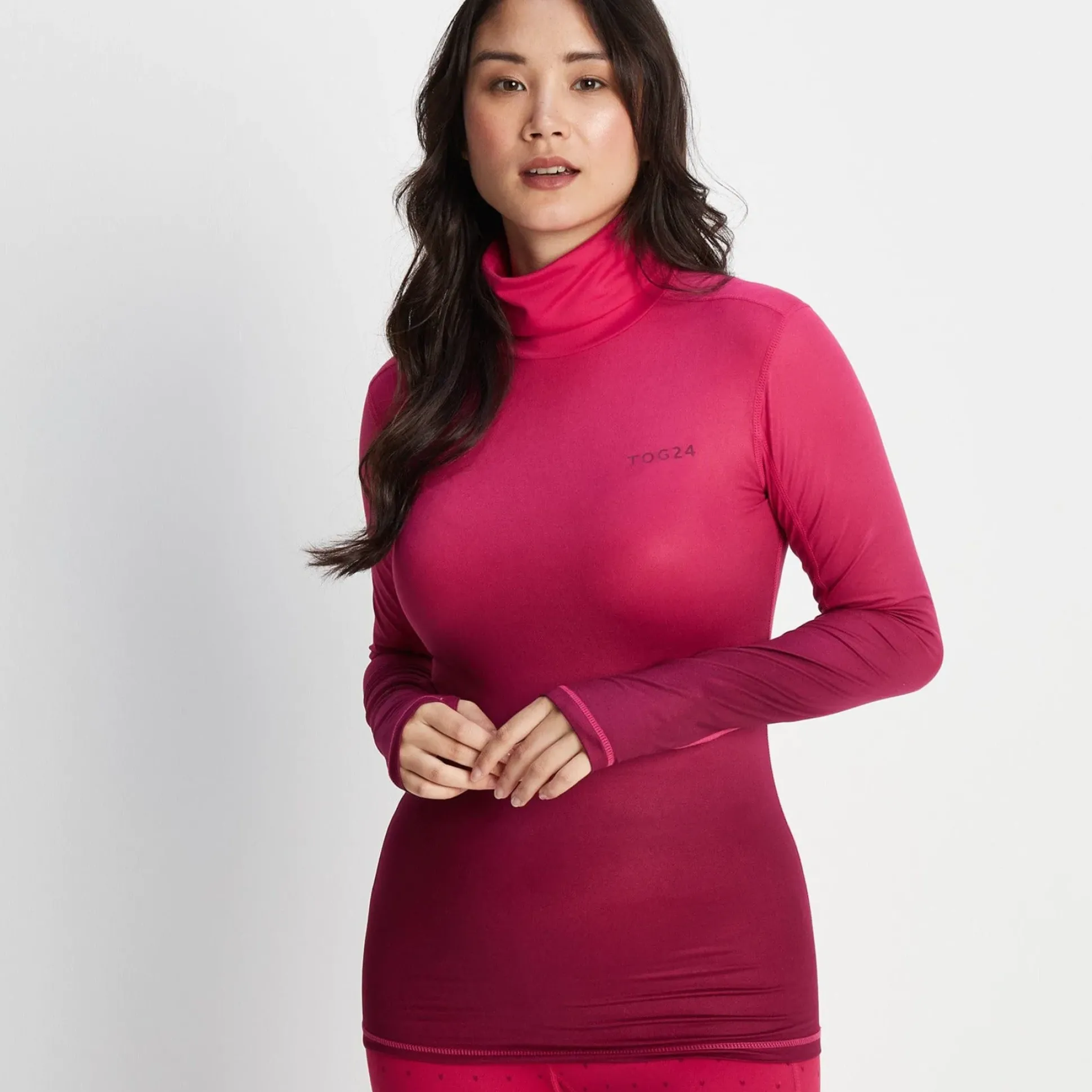 Snowdon Womens Thermal Roll Neck Base Layer - Raspberry Gradient