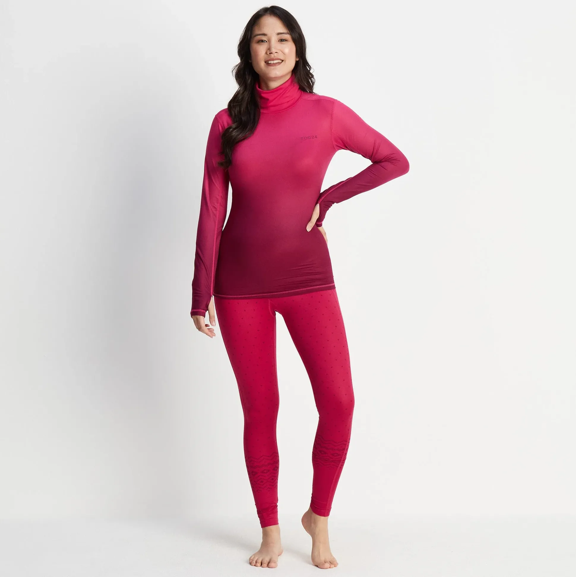 Snowdon Womens Thermal Roll Neck Base Layer - Raspberry Gradient
