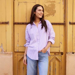 Sofia Womens Long Sleeve Oversized Shirt - Lilac Blossom